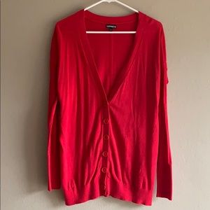 EXPRESS ❤️ Drop Shoulder Long Sleeve Red Cardigan